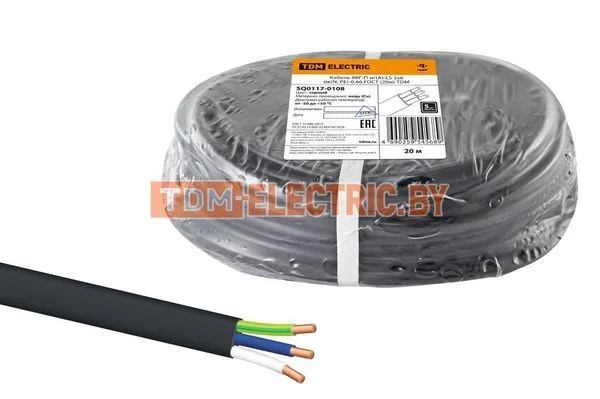 Кабель ВВГ-П нг(А)-LS 3х6 ок(N, PE)-0,66 ГОСТ (20м) TDM SQ0117-0108