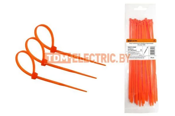 Хомут нейлоновый 4.8х400мм (оранжевый) (25 штук) TDM-SQ0515-0369