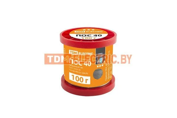 «Припой ПОС 40, проволока, ГОСТ 21931-76, ?1 мм, 100 г, катушка, серия «»Алмаз»» TDM»-SQ1025-0320