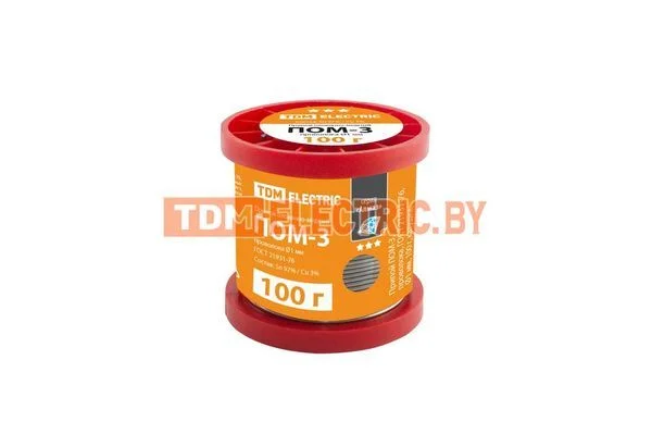 «Припой ПОМ-3, проволока, ГОСТ 21931-76, ?1 мм, 100 г, катушка, серия «»Алмаз»» TDM»-SQ1025-0341
