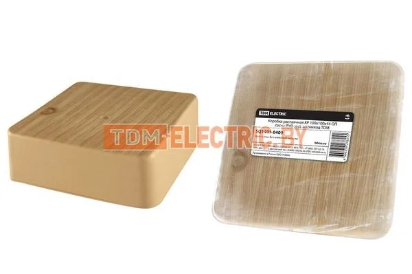 Коробка распаячная КР 100х100х44 ОП сосна IP40, инд. штрихкод TDM-SQ1401-0409