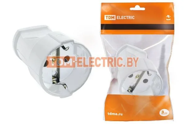 Кабельная розетка 2П+З 16А 250B белая TDM-SQ1806-0131