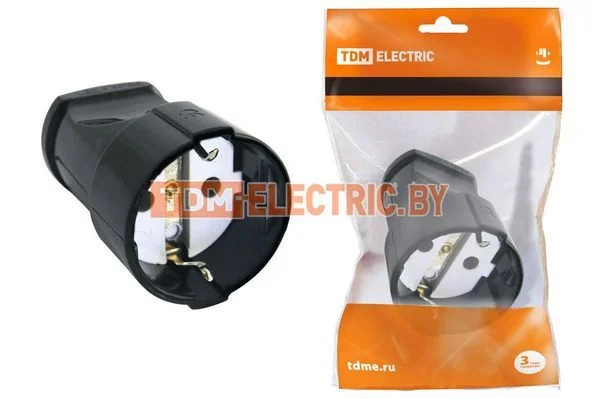 Кабельная розетка 2П+3 16А 250B черная TDM-SQ1806-0132