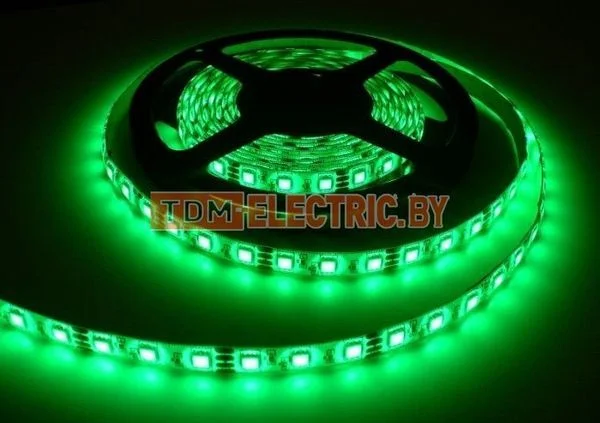 Лента светодиодная SMD5050-60-54-12-144-GR 60LED/м, IP54, 12В, 14,4Вт, зеленый, TDM-SQ0331-0071