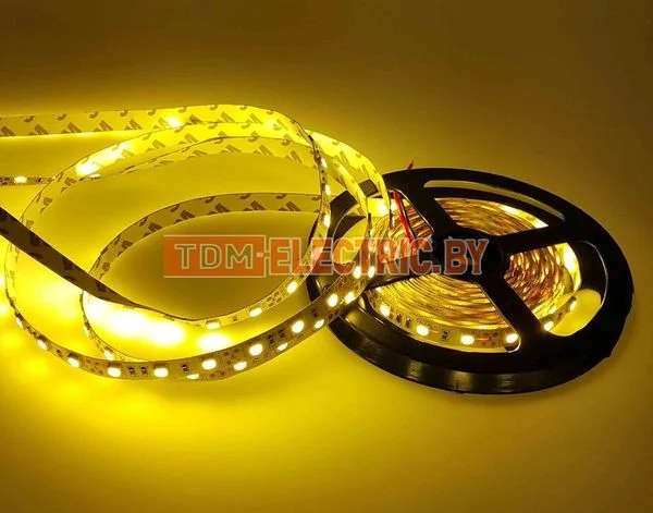 Лента светодиодная SMD5050-60-54-12-144-YE 60LED/м, IP54, 12В, 14,4Вт, желтый, TDM-SQ0331-0073