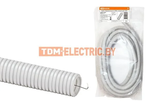 Труба гофрированная ПВХ d 25 с зондом (25 м) легкая TDM-SQ0401-0023