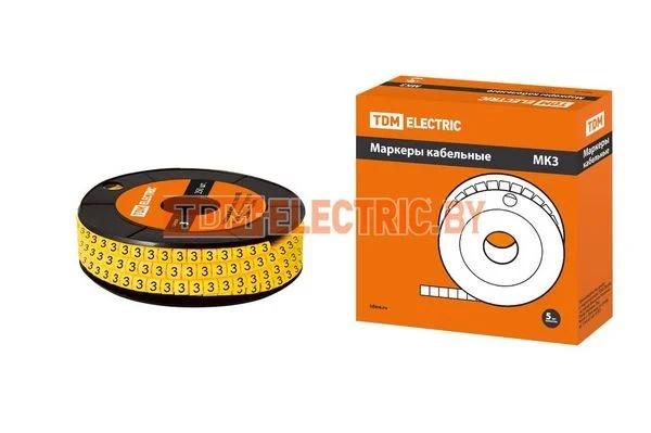 «Маркер МК3 — 10мм символ «»3″» 180шт/ролл TDM»-SQ0511-0043
