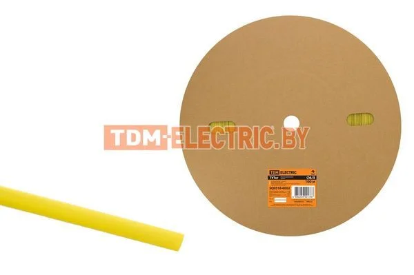 Термоусаживаемая трубка ТУТнг 6/3 желтая (100 м/ролл) TDM-SQ0518-0002
