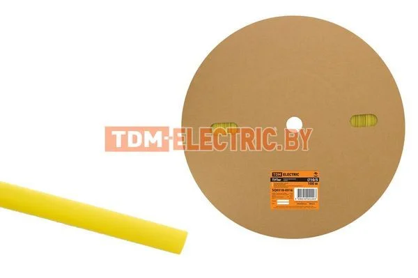 Термоусаживаемая трубка ТУТнг 10/5 желтая (100 м/ролл) TDM-SQ0518-0016