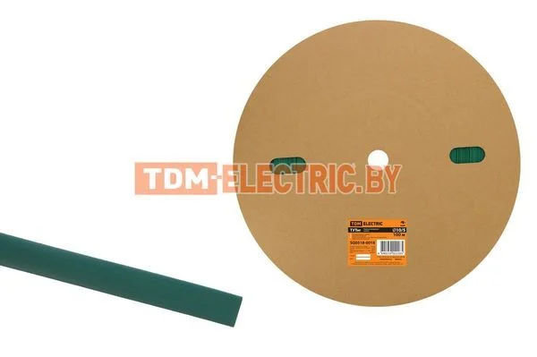 Термоусаживаемая трубка ТУТнг 10/5 зеленая (100 м/ролл) TDM-SQ0518-0018