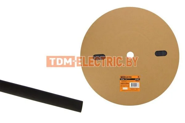 Термоусаживаемая трубка ТУТнг 14/7 черная (100 м/ролл) TDM-SQ0518-0035