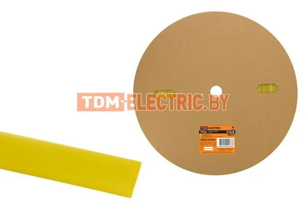 Термоусаживаемая трубка ТУТнг 16/8 желтая (100 м/ролл) TDM-SQ0518-0037