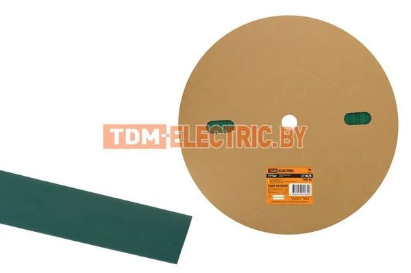 Термоусаживаемая трубка ТУТнг 16/8 зеленая (100 м/ролл) TDM-SQ0518-0039