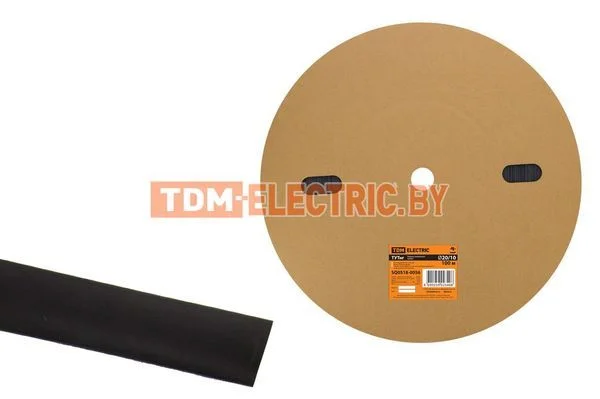 Термоусаживаемая трубка ТУТнг 20/10 черная (100 м/ролл) TDM-SQ0518-0056