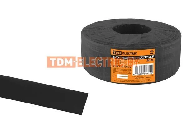 Термоусаживаемая трубка ТУТнг 25/12,5 черная (50 м/ролл) TDM-SQ0518-0070