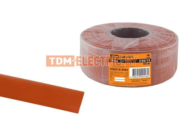 Термоусаживаемая трубка ТУТнг 30/15 красная (50 м/ролл) TDM-SQ0518-0082