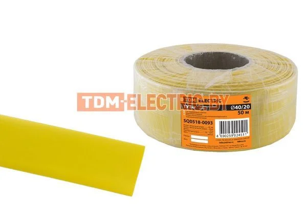 Термоусаживаемая трубка ТУТнг 40/20 желтая (50 м/ролл) TDM-SQ0518-0093