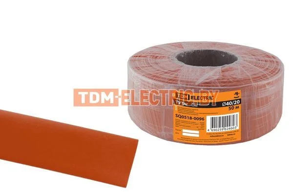 Термоусаживаемая трубка ТУТнг 40/20 красная (50 м/ролл) TDM-SQ0518-0096