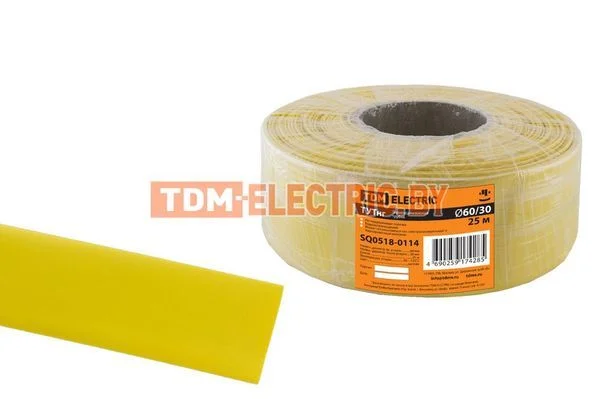 Термоусаживаемая трубка ТУТнг 60/30 желтая (25 м/ролл) TDM-SQ0518-0114