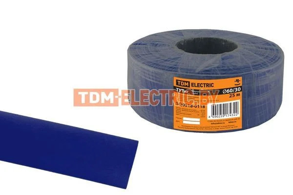 Термоусаживаемая трубка ТУТнг 60/30 синяя (25 м/ролл) TDM-SQ0518-0118