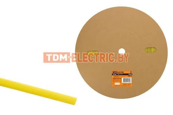 Термоусаживаемая трубка ТУТнг 4/2 желтая (200 м/ролл) TDM-SQ0518-0128