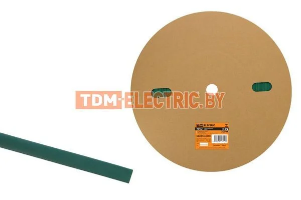 Термоусаживаемая трубка ТУТнг 4/2 зеленая (200 м/ролл) TDM-SQ0518-0130