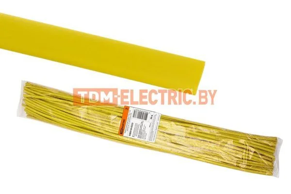Термоусаживаемая трубка ТУТнг 12/6 желтая по 1м (50 м/упак) TDM-SQ0518-0223