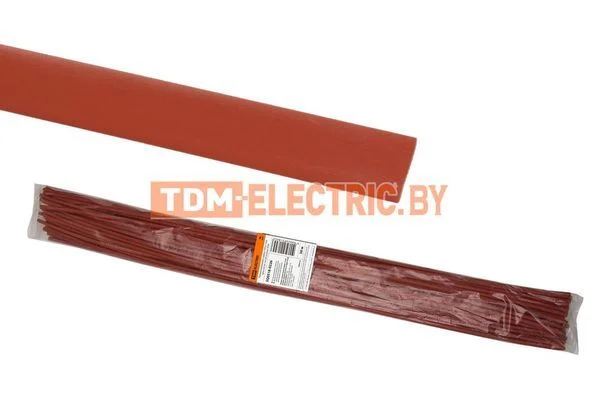 Термоусаживаемая трубка ТУТнг 12/6 красная по 1м (50 м/упак) TDM-SQ0518-0226