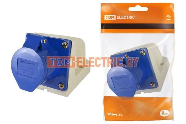 Розетка 133 стационарная 2Р+РЕ 63А 220В IP54 TDM-SQ0602-0010