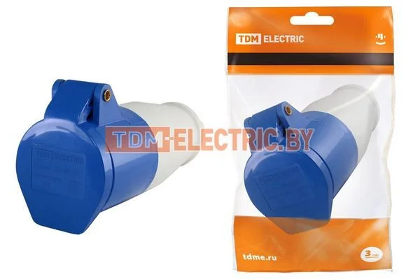 Розетка 223 переносная 2Р+РЕ 32А 220В IP44 TDM-SQ0603-0015