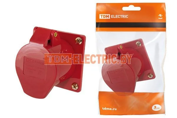 Розетка 415 скрытая 3Р+РЕ+N 16А 380В IP44 TDM-SQ0604-0013