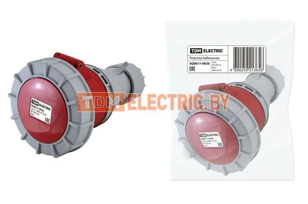 Розетка кабельная IP67 16А 3Р+РЕ+N 380В TDM-SQ0611-0026