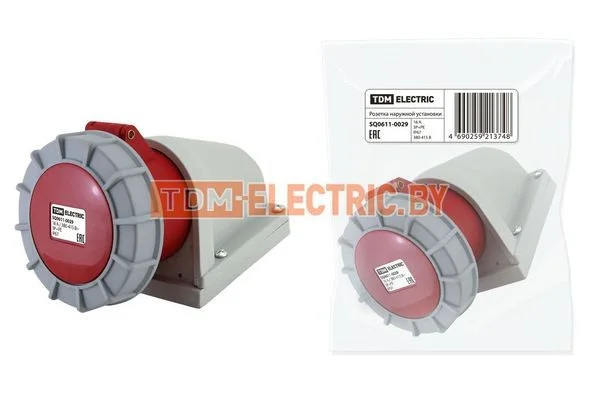 Розетка наружной установки IP67 16А 3Р+РЕ 380В TDM-SQ0611-0029