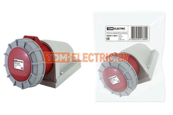 Розетка наружной установки IP67 32А 3Р+РЕ 380В TDM-SQ0611-0031