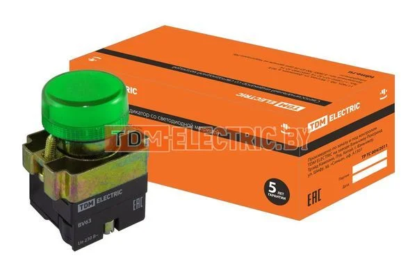 Лампа BV63 матрица d22 мм зеленыйTDM-SQ0702-0045