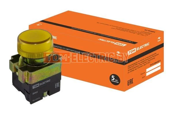 Лампа BV65 матрица d22 мм желтыйTDM-SQ0702-0047