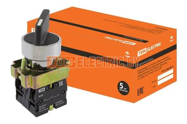 Переключатель BJ25 черный 2 положения I-0 длинная ручка 1з+1р TDM-SQ0703-0012