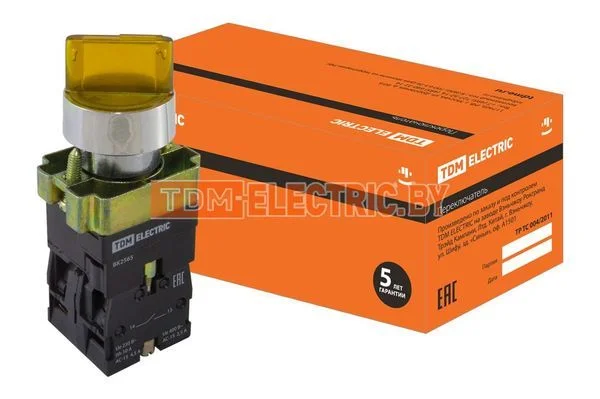 Переключатель BK 2565 2 положения желтый 1з+1р TDM-SQ0703-0016