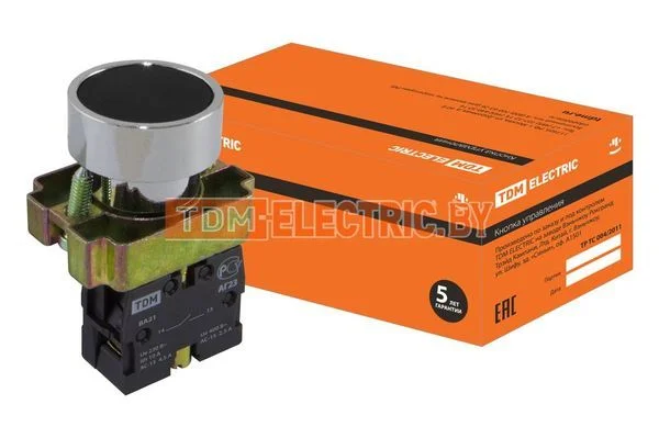 Кнопка BА21 без подсветки черный 1з TDM-SQ0704-0037