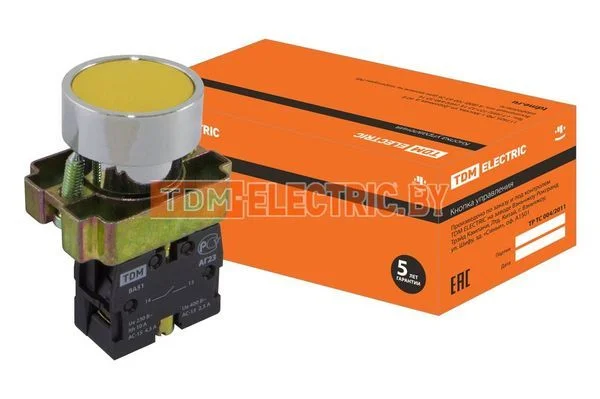 Кнопка BА51 без подсветки желтый 1з TDM-SQ0704-0040