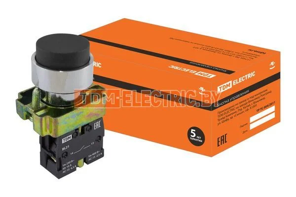Кнопка BL21 без подсветки черный 1з TDM-SQ0704-0047