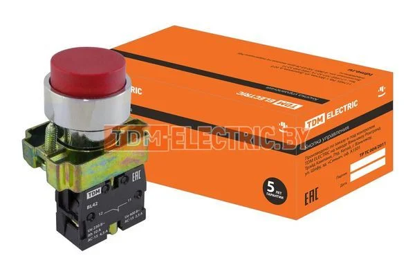 Кнопка BL42 без подсветки красный 1рTDM-SQ0704-0049