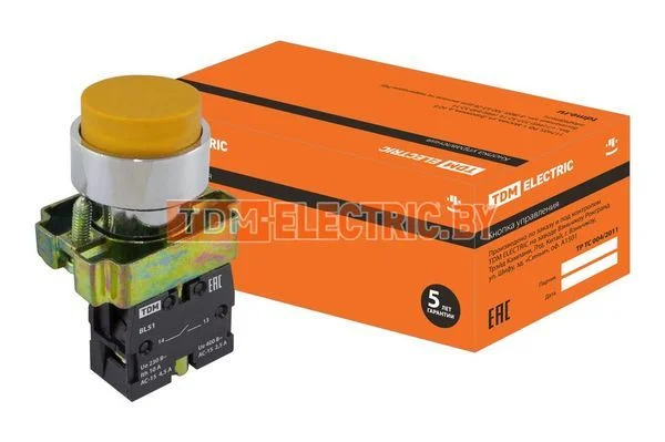 Кнопка BL51 без подсветки желтый 1з TDM-SQ0704-0050