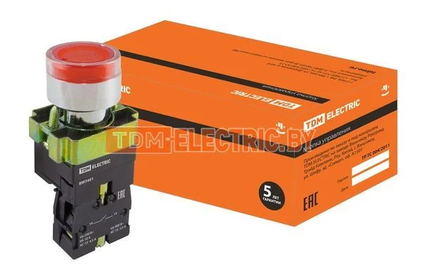 Кнопка BW3461 с подсветкой красный 1з TDM-SQ0704-0055