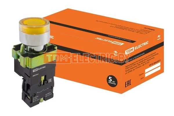 Кнопка BW3561 с подсветкой желтый 1з TDM-SQ0704-0056