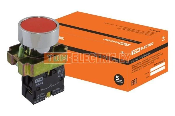 Кнопка BА41 без подсветки красный 1з TDM-SQ0704-0058
