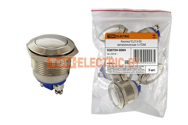Кнопка YL213-05 металлическая 1з TDM-SQ0704-0084