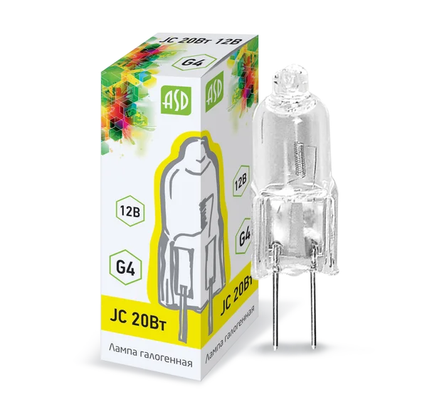Лампа гал. JC 20Вт 12В G4 290Лм ASD