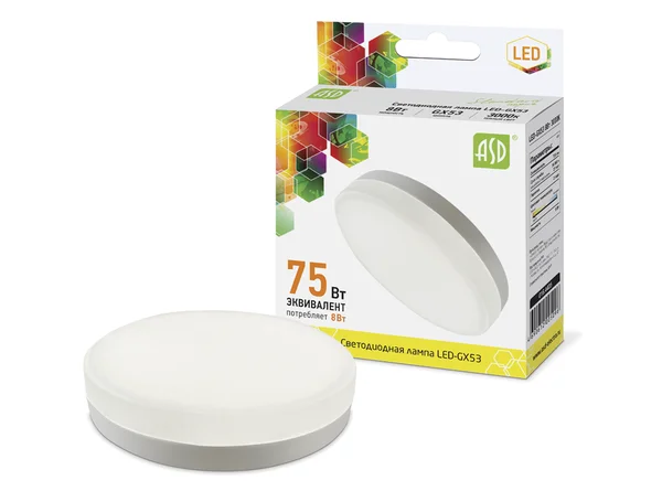 Лампа сд LED-GX53-std 8Вт 230В 3000К 720Лм ASD