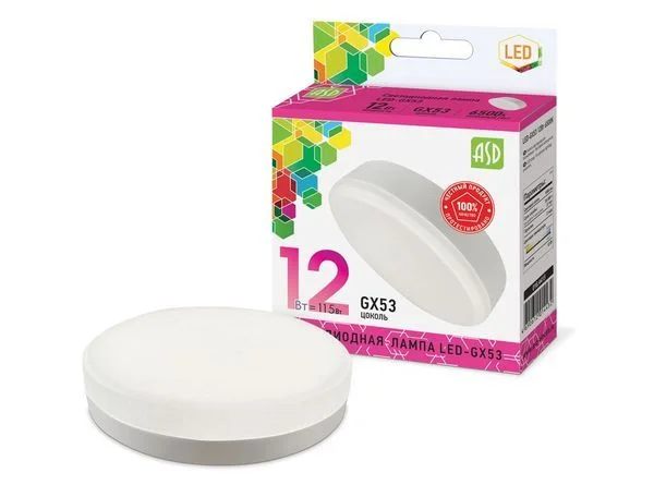 Лампа сд LED-GX53-std 12Вт 230В 6500К 1080Лм ASD